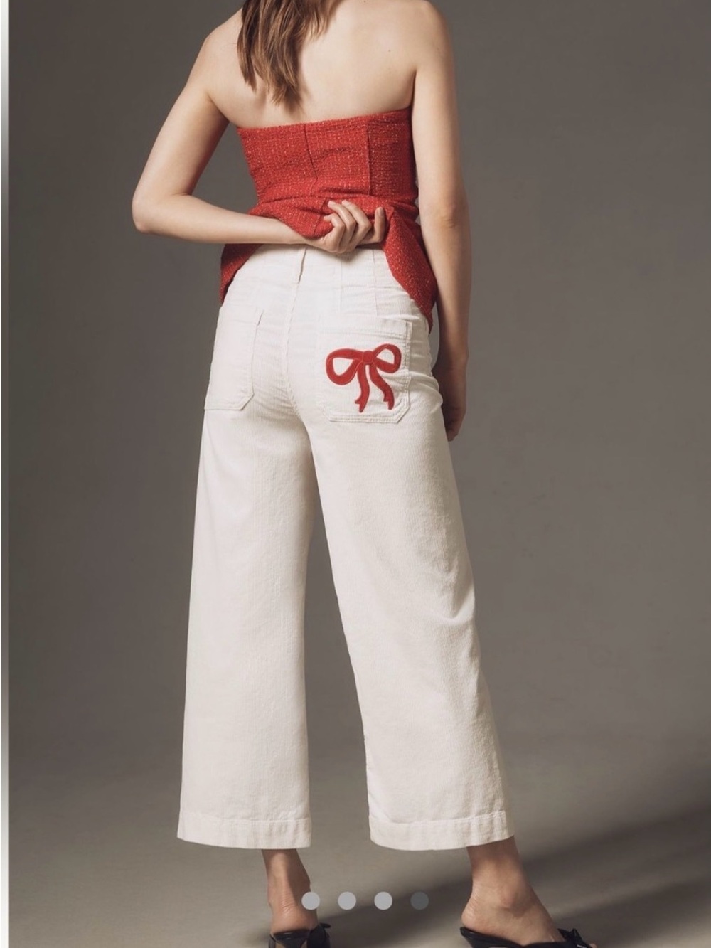 The Colette Bow Corduroy Crop Wide-Leg Trousers by Maeve size 26